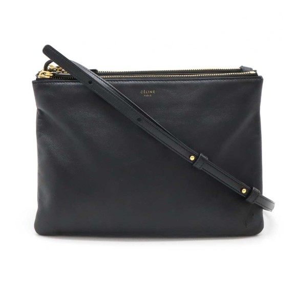 CELINE Black Lambskin Leather Shoulder Bag - Picture 1 of 9